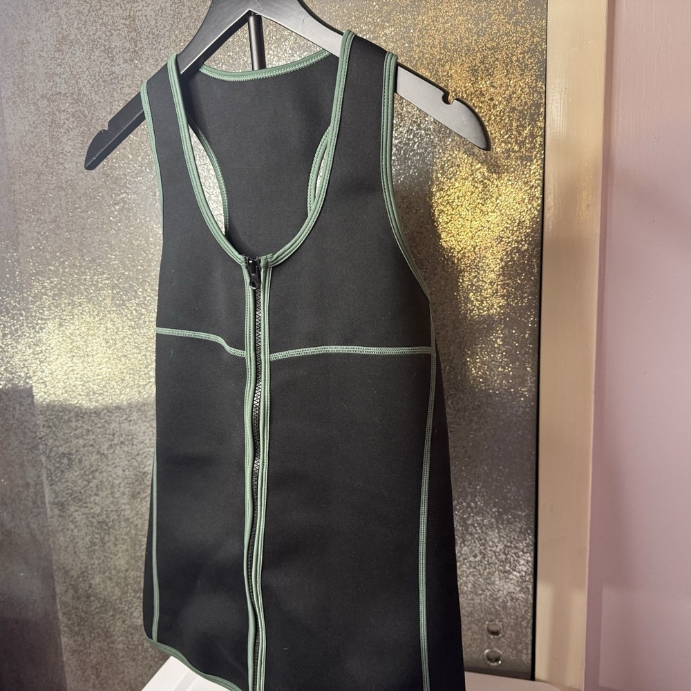 Crane Women’s XL Black Green Zip Sauna Sweat Suit Vest Activewear Fitness Gym - Picture 3 of 7